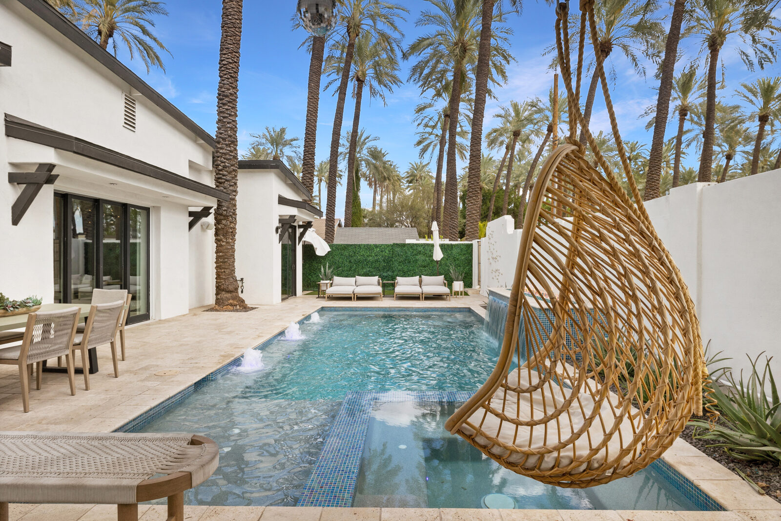 Poolside patio dining at Palmera by day, Phoenix