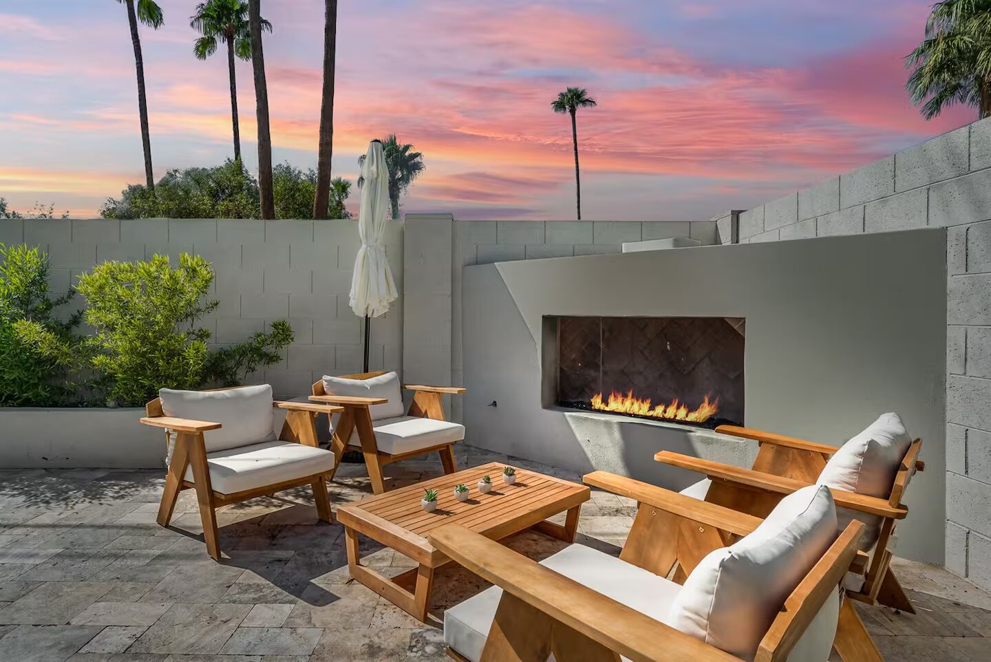 The firepit lounge at Vesper at twilight, Old Town Scottsdale